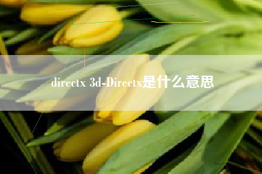 directx 3d-Directx是什么意思